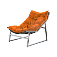 RELAXSESSEL SIRO Orange Webstoff - Silberfarben/Orange, Textil/Metall (70/78/125cm) - KAWOLA