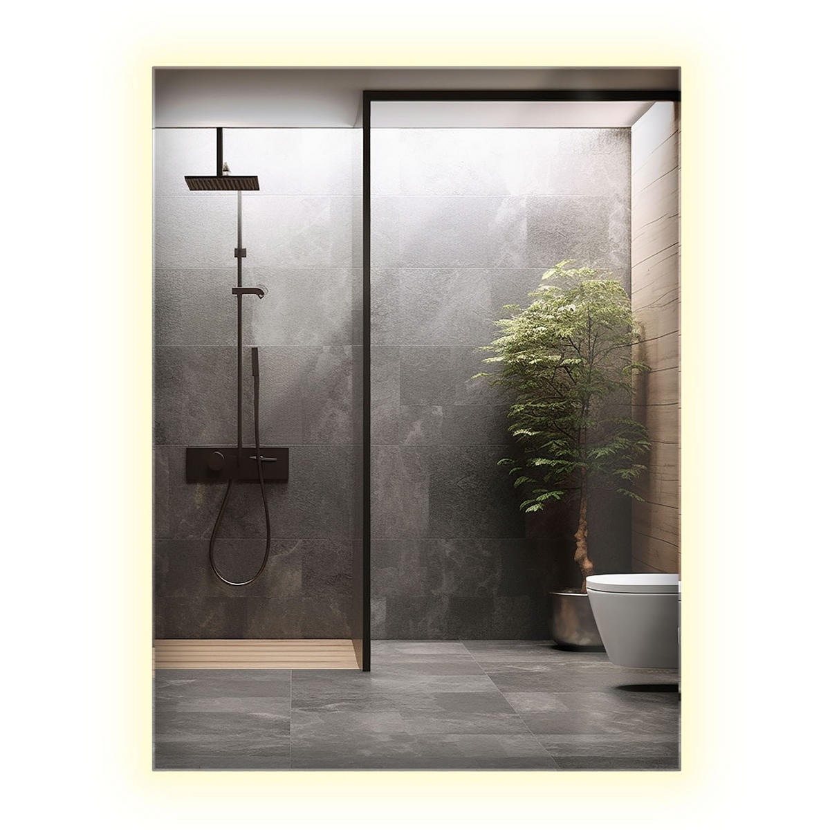 LED-SPIEGEL 80x60 cm Rechteckig Neutralweiß 4000K - Transparent, Glas (60/80/0.4cm) - Wallfluent