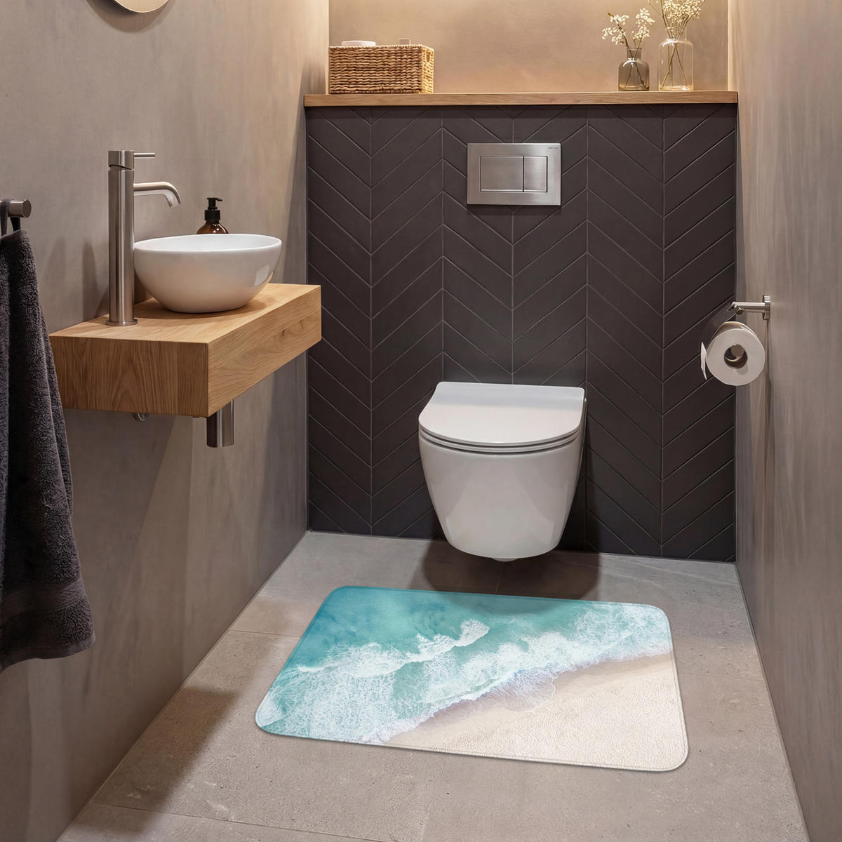 WC PŘEDLOŽKA Pláž - Moře - Příroda - Léto 80x50 cm - tyrkysová, textil/plast (80/1cm) - OnlyWow