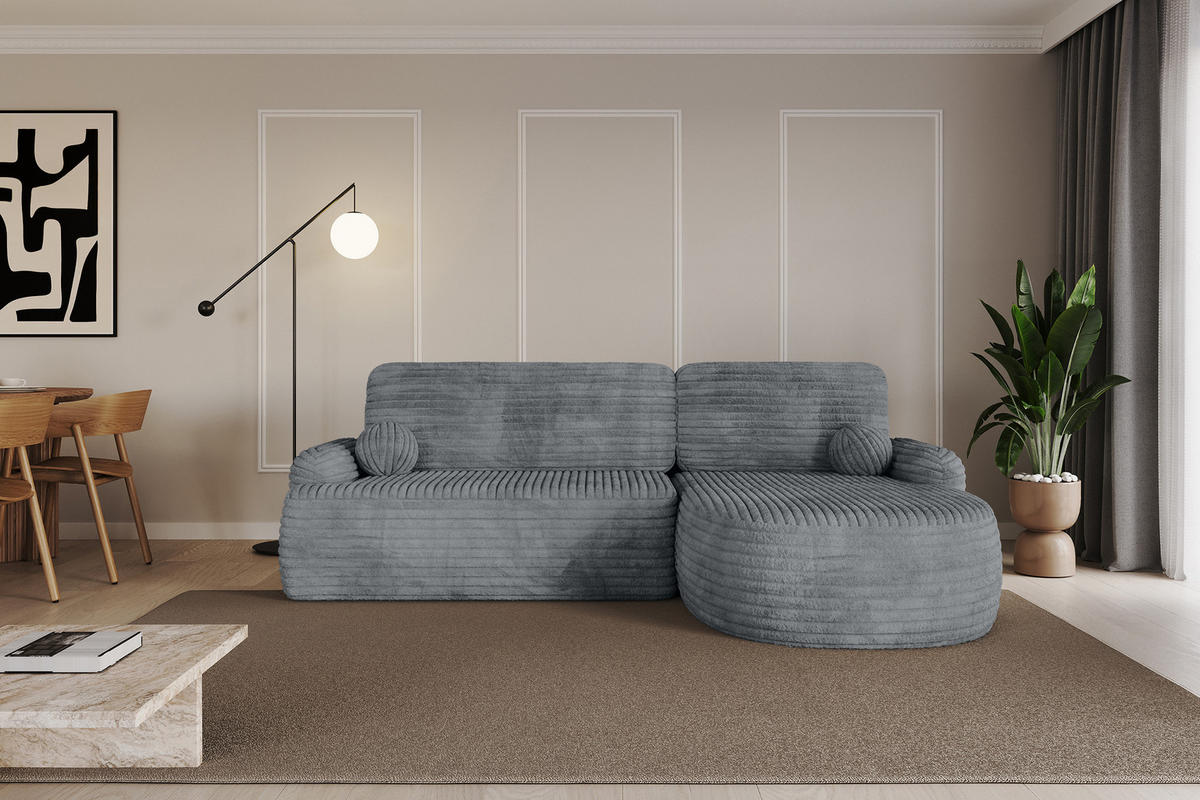 ECKSOFA mit Schlaffunktion und Bettkasten LIRA-L - 264x172x89 Dunkelgrau - Dunkelgrau, Holzwerkstoff/Textil (172/264cm) - ALTDECOR