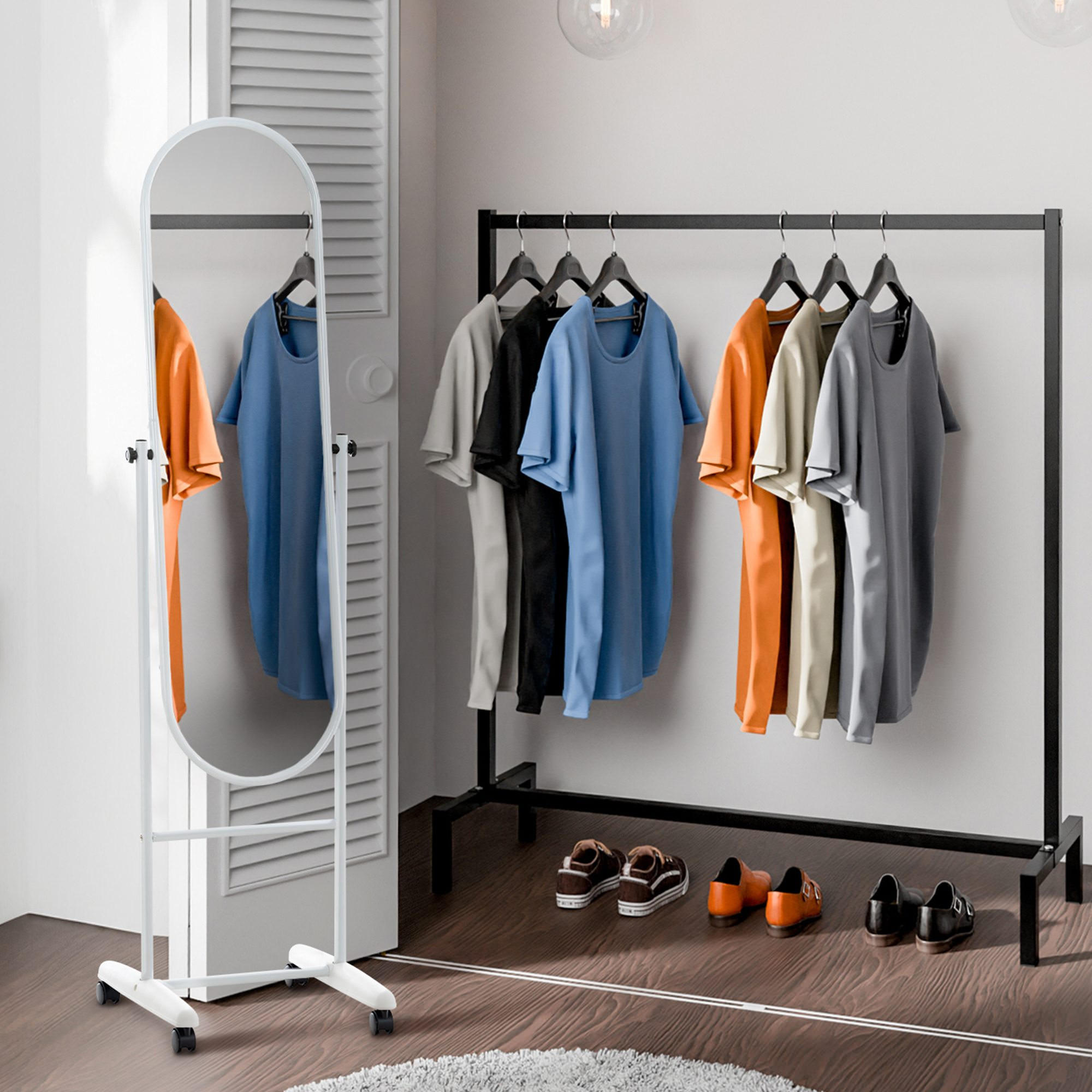 STANDSPIEGEL oval 40/42/155 cm Metall weiß - Weiß, Metall (40/155/42cm) - CLP