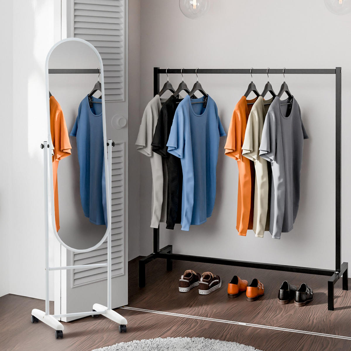 STANDSPIEGEL oval 40/42/155 cm Metall weiß - Weiß, Metall (40/155/42cm) - CLP