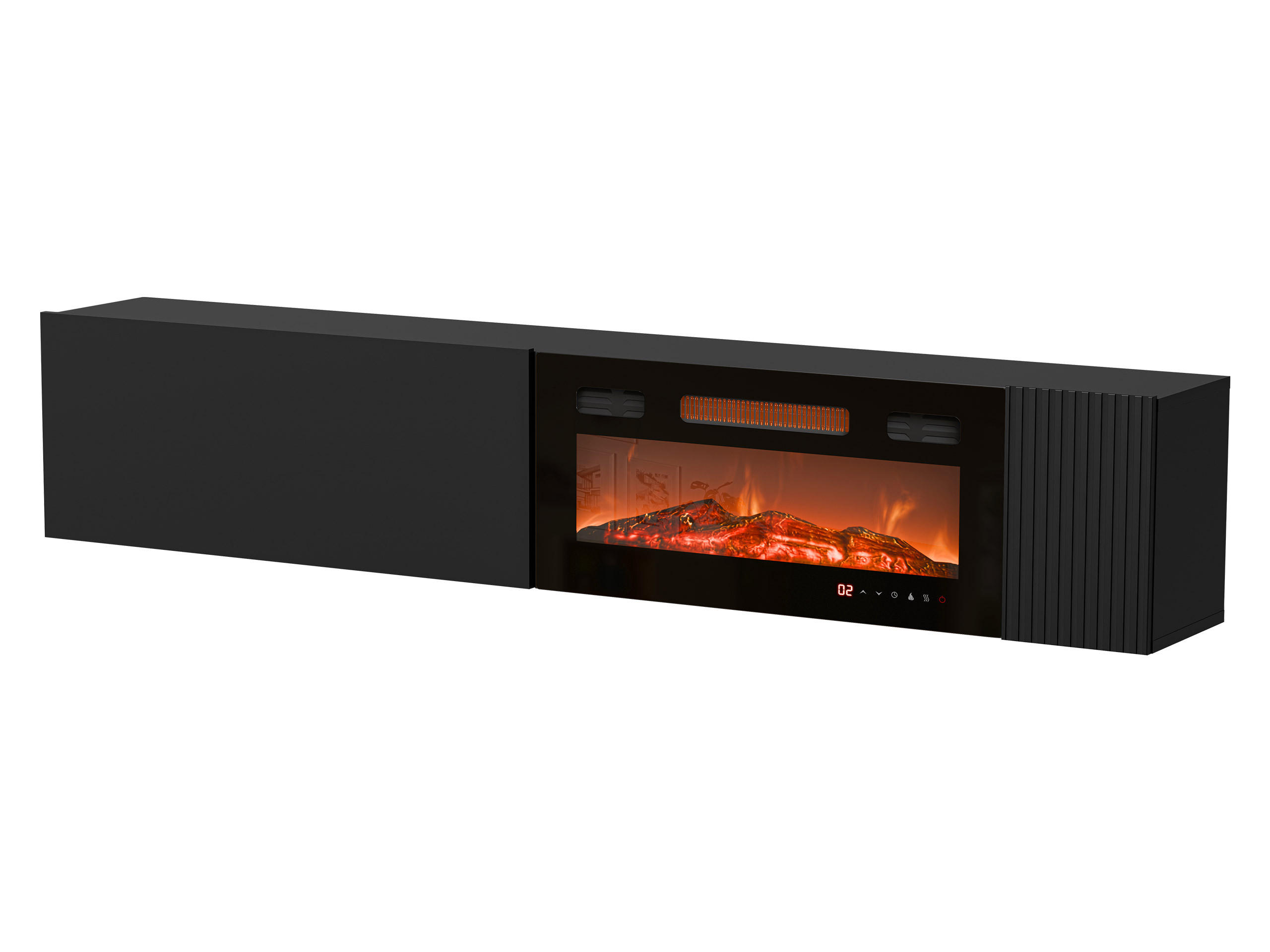 TV-LOWBOARD Capital 200 EF mit Kamin - Schwarz, Holzwerkstoff (200/38/30cm) - MIRJAN24