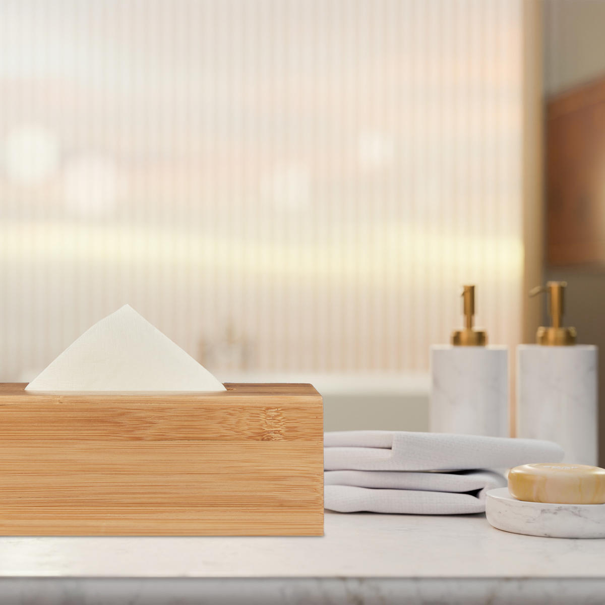 KOSMETIKTÜCHERBOX - Hellbraun, Holz (13.5/24.5/8.5cm) - Relaxdays