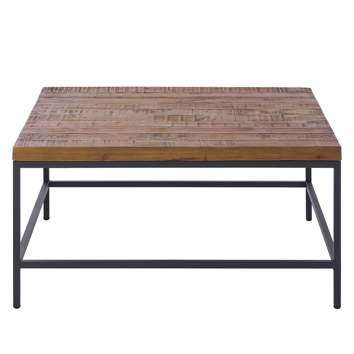 COUCHTISCH - Massivholz - Schwarz/Pinienfarben, Holz (90/90/45cm) - home24