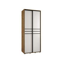 SCHWEBETÜRENSCHRANK 235,2/110/60 2-türig - Schwarz/Weiß, Holz/Metall (110/235/60cm) - Abiks Möbel