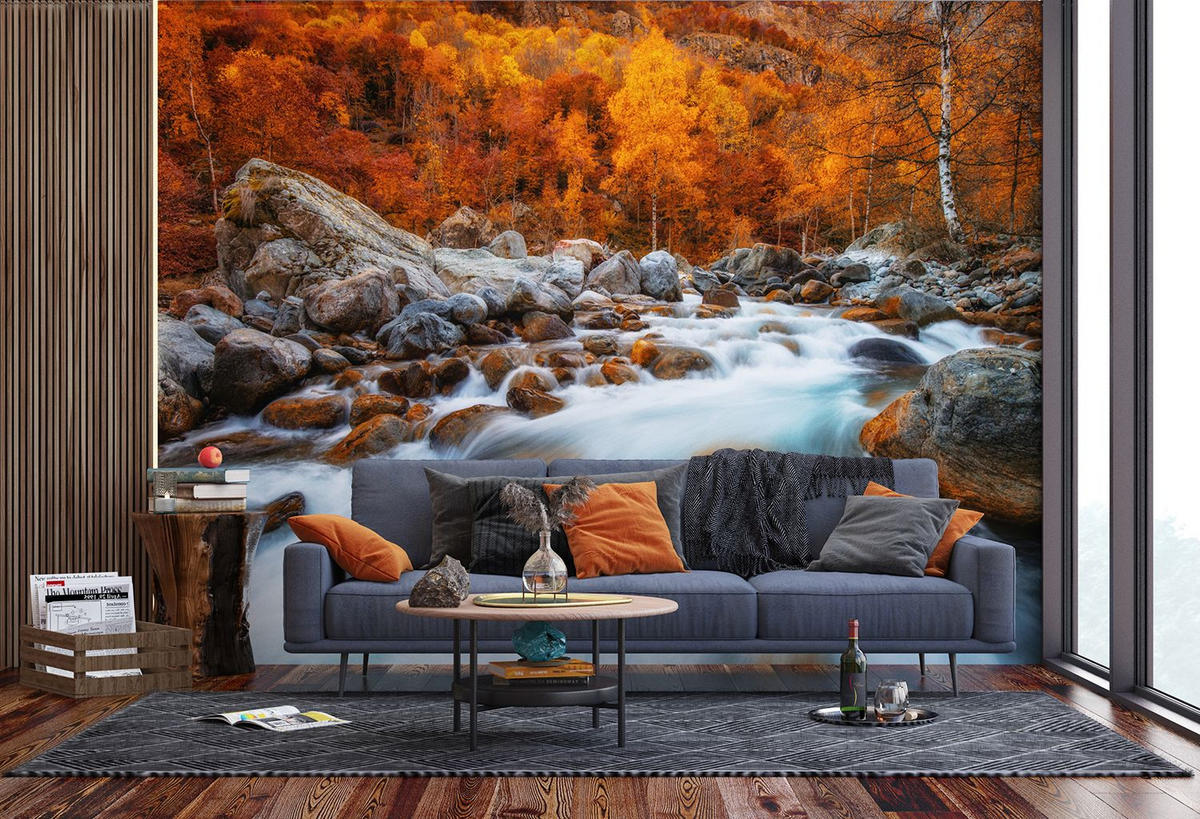 FOTOTAPETE Wasserfall 375 x 270 cm - Orange, Papier (375/270cm) - Sanders & Sanders