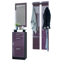 GARDEROBE Loret Front in Brombeer Hochglanz - Brombeere, Holzwerkstoff (140/200/23cm) - Vladon