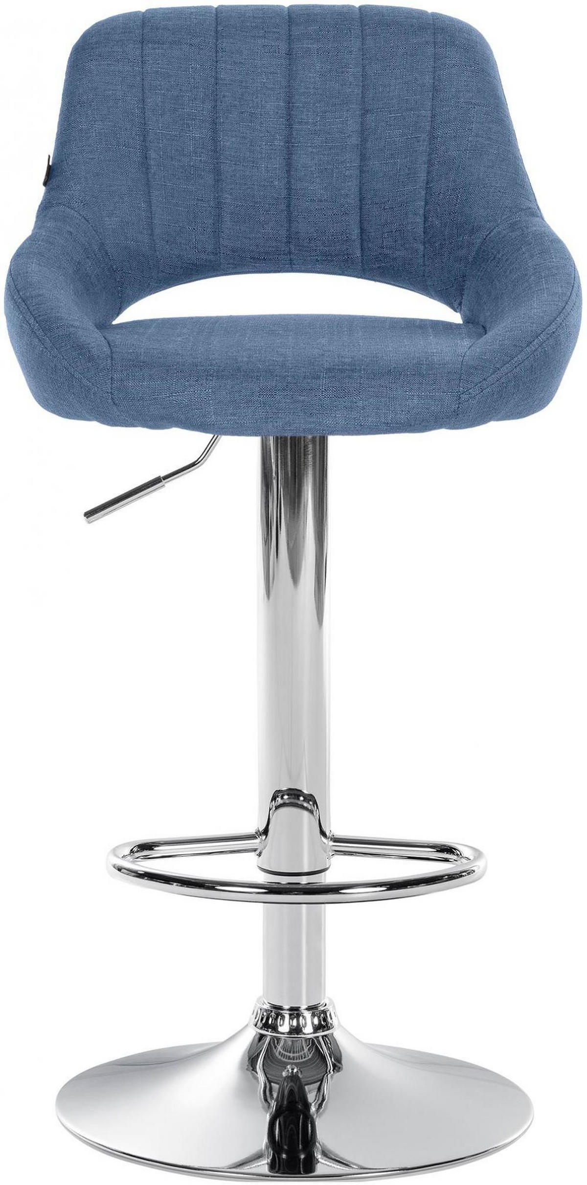BARHOCKER Stoff Blau - Chromfarben/Blau, Textil/Metall (46.5/85/48cm) - CLP