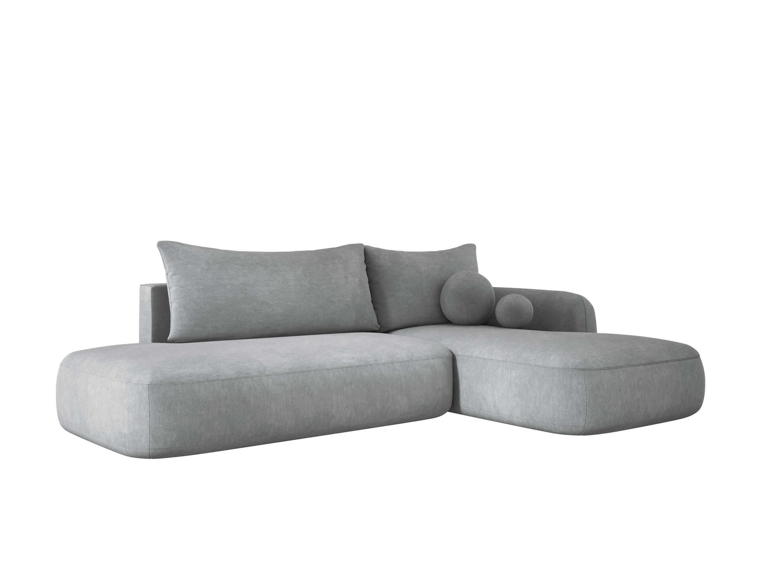 ECKSOFA BABU mit Bettfunktion – Moderne Polsterecke für Wohnzimmer, Funktionales Schlafsofa im Stoff CLOUD, 300x105x60 cm, Rechte, – Hellgrau - Hellgrau, Holz/Textil (300/190cm) - DomoHome