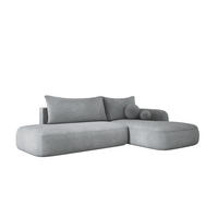 ECKSOFA BABU mit Bettfunktion – Moderne Polsterecke für Wohnzimmer, Funktionales Schlafsofa im Stoff CLOUD, 300x105x60 cm, Rechte, – Hellgrau - Hellgrau, Holz/Textil (300/190cm) - DomoHome