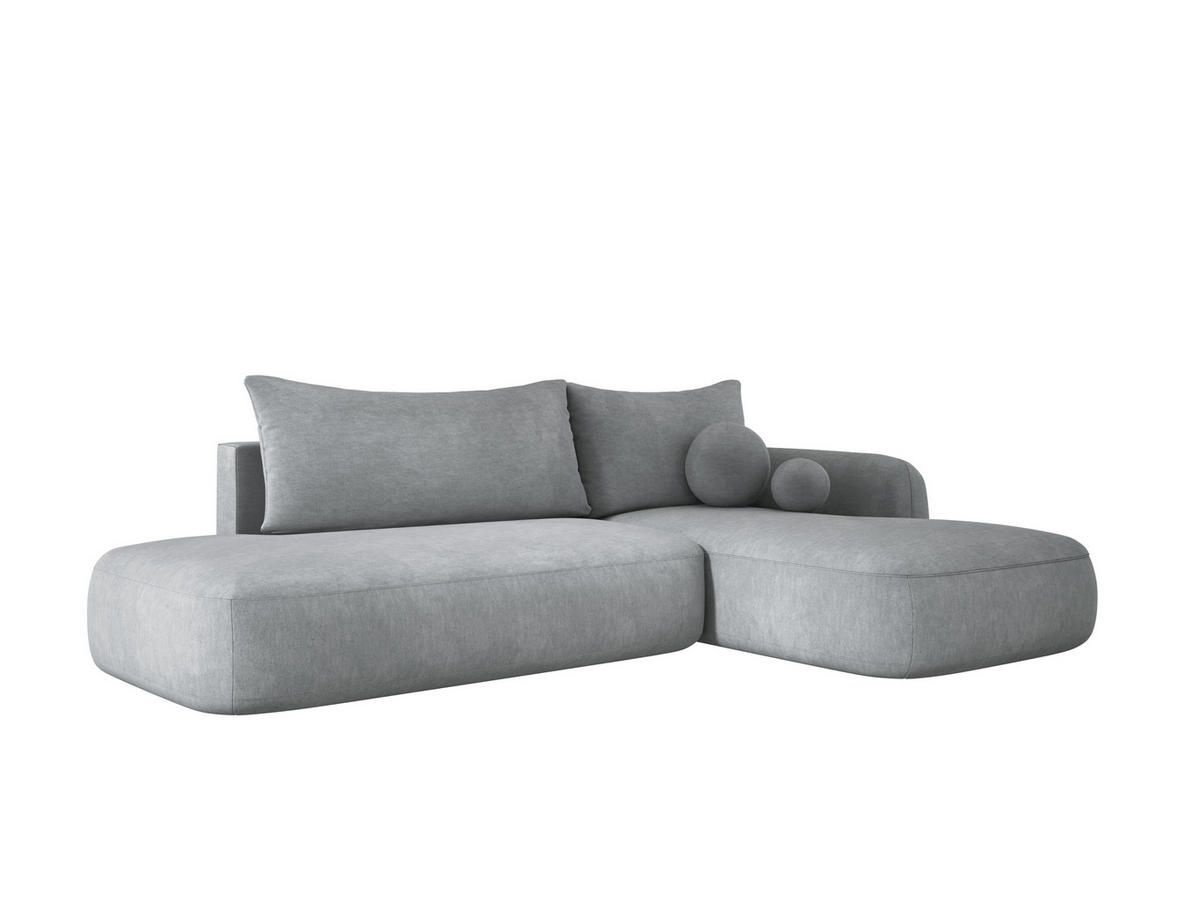 ECKSOFA BABU mit Bettfunktion – Moderne Polsterecke für Wohnzimmer, Funktionales Schlafsofa im Stoff CLOUD, 300x105x60 cm, Rechte, – Hellgrau - Hellgrau, Holz/Textil (300/190cm) - DomoHome