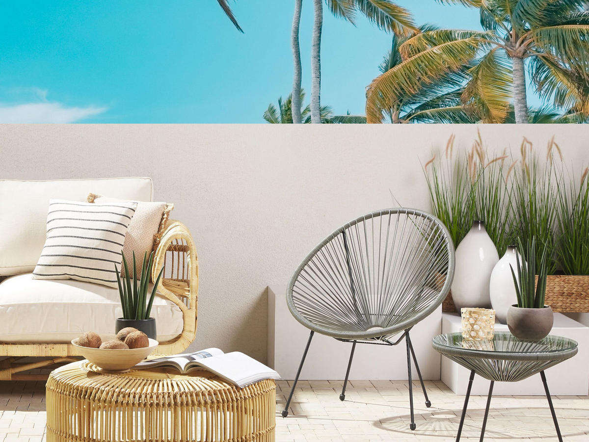 RATTANSTUHL Kunststoff dunkelgrau 70 cm Acapulco II - Schwarz/Grau, Kunststoff (70/87/90cm) - Beliani
