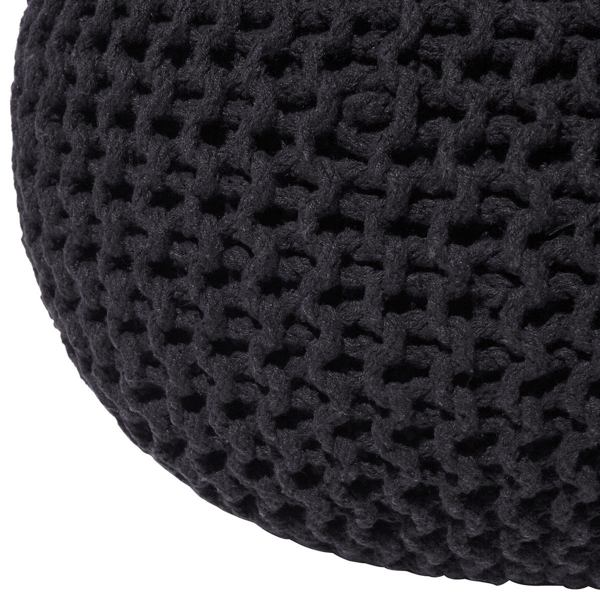 POUF Conrad 50/50/35 cm - Schwarz, Naturmaterialen/Textil (50/35/50cm) - Beliani