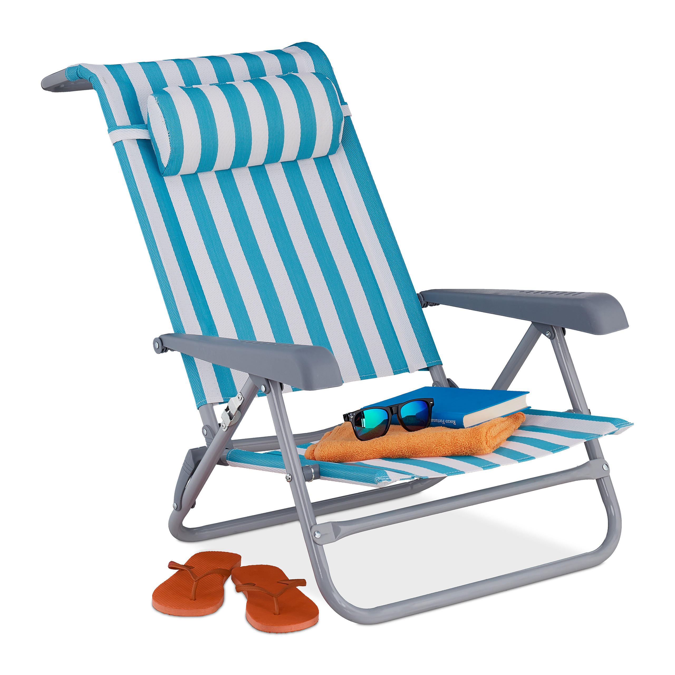 Relaxdays LEHÁTKO modro-bílé pruhované skládací