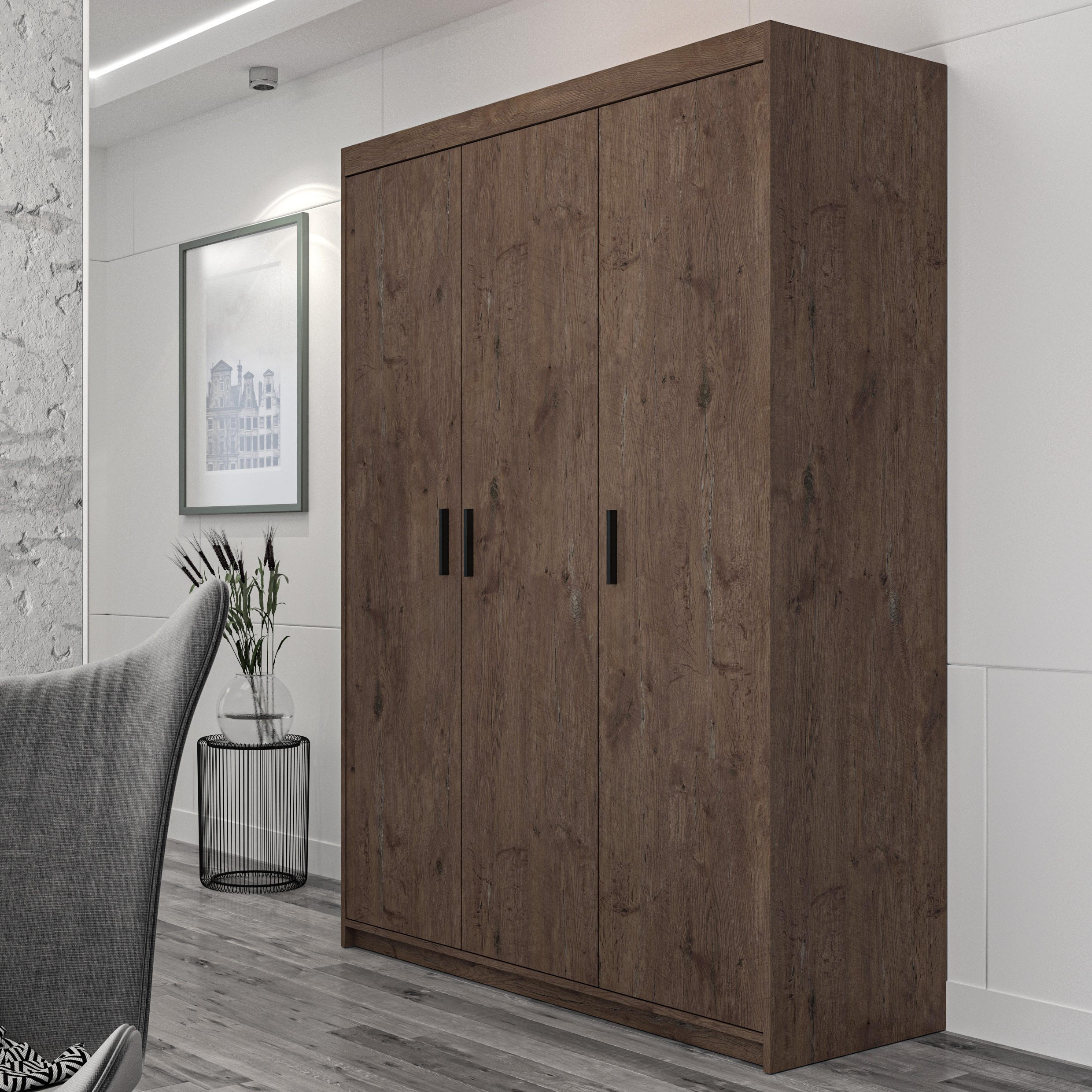 DREHTÜRENSCHRANK ELENORA 133/190,5/53cm 3-türig Braun - Braun, Holzwerkstoff (133/190.5/53cm) - MASSENO