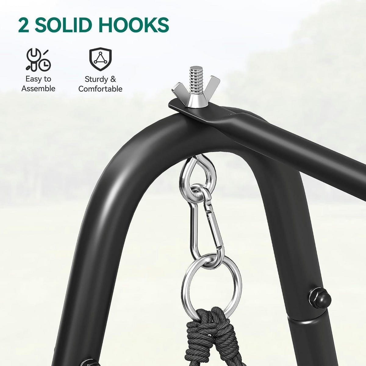 HÄNGESESSEL mit Gestell Grau 150 kg - Schwarz, Metall (93/1.5/105cm)
