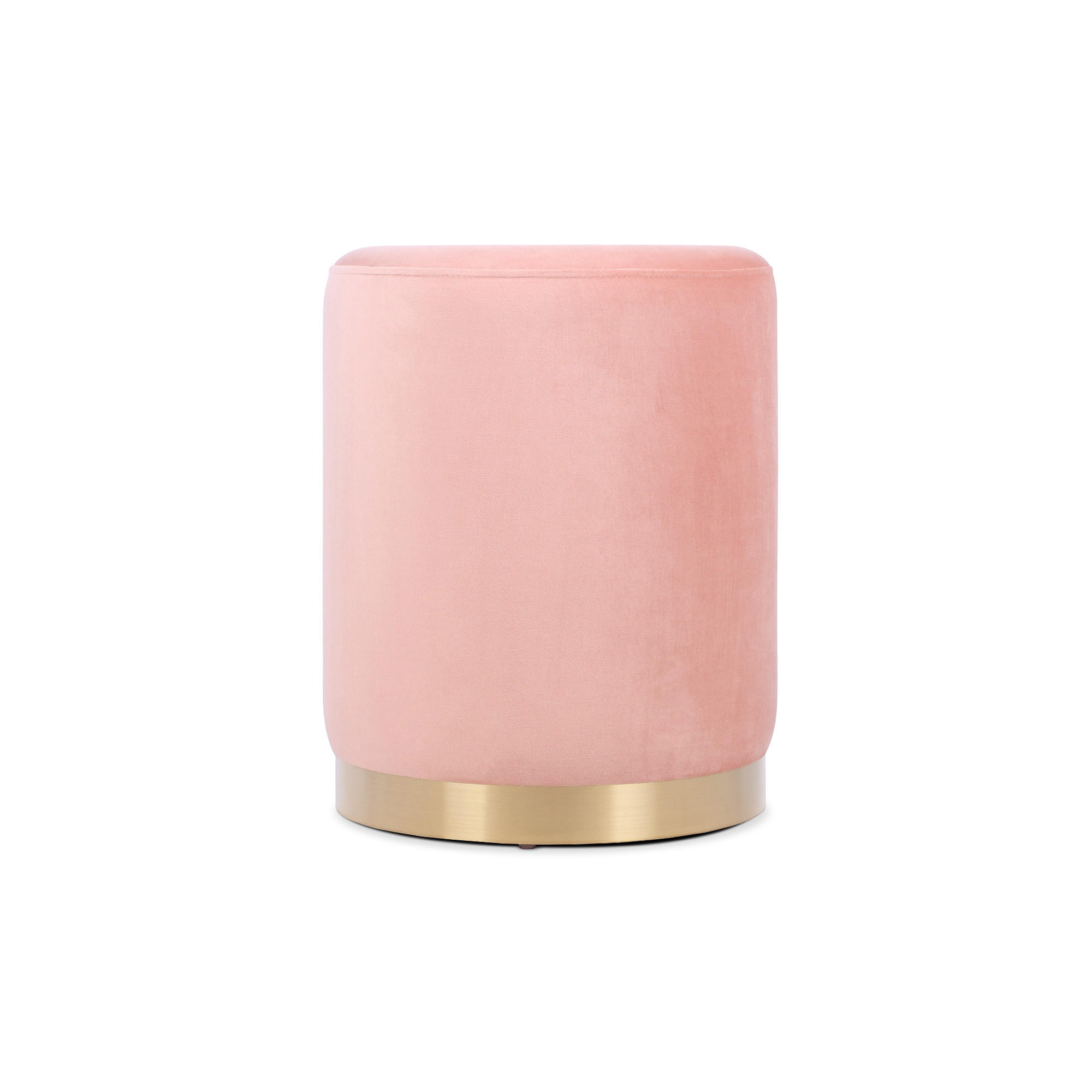 SITZPUFF Charlotte I Samt in Puderrosa und goldfarbenes Metall - Pink, Holzwerkstoff/Textil (35/43/35cm) - Sicaan
