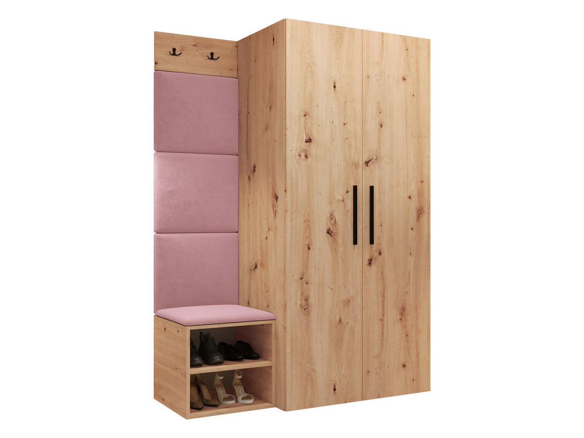 GARDEROBEN-SET Medi IV - Hellrosa/Schwarz, Holzwerkstoff/Kunststoff (80/191/50cm) - MIRJAN24