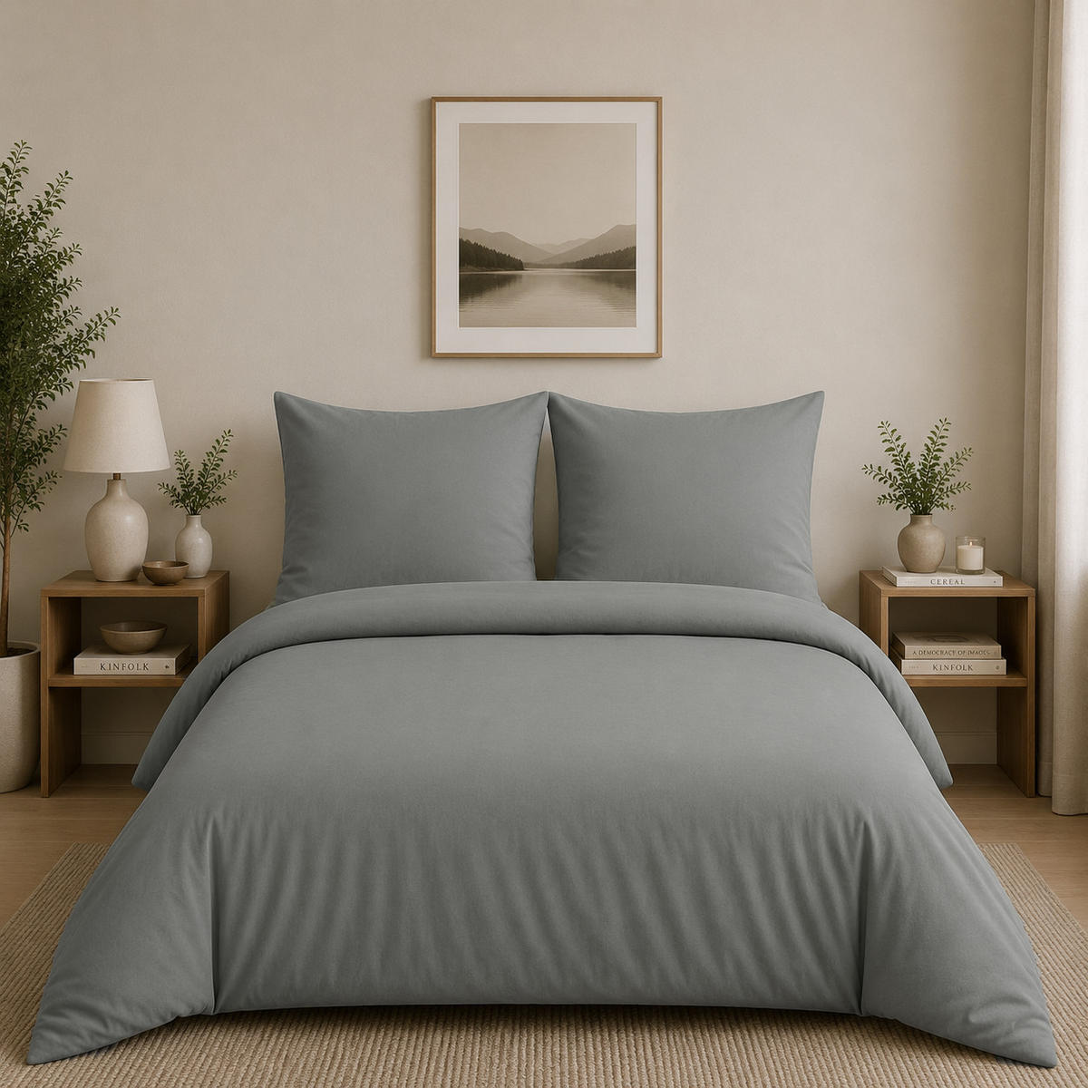 BETTWÄSCHE 3-teilig 200/200 cm UNI GRAU - Grau, Textil (200/200cm) - ROLFNERS