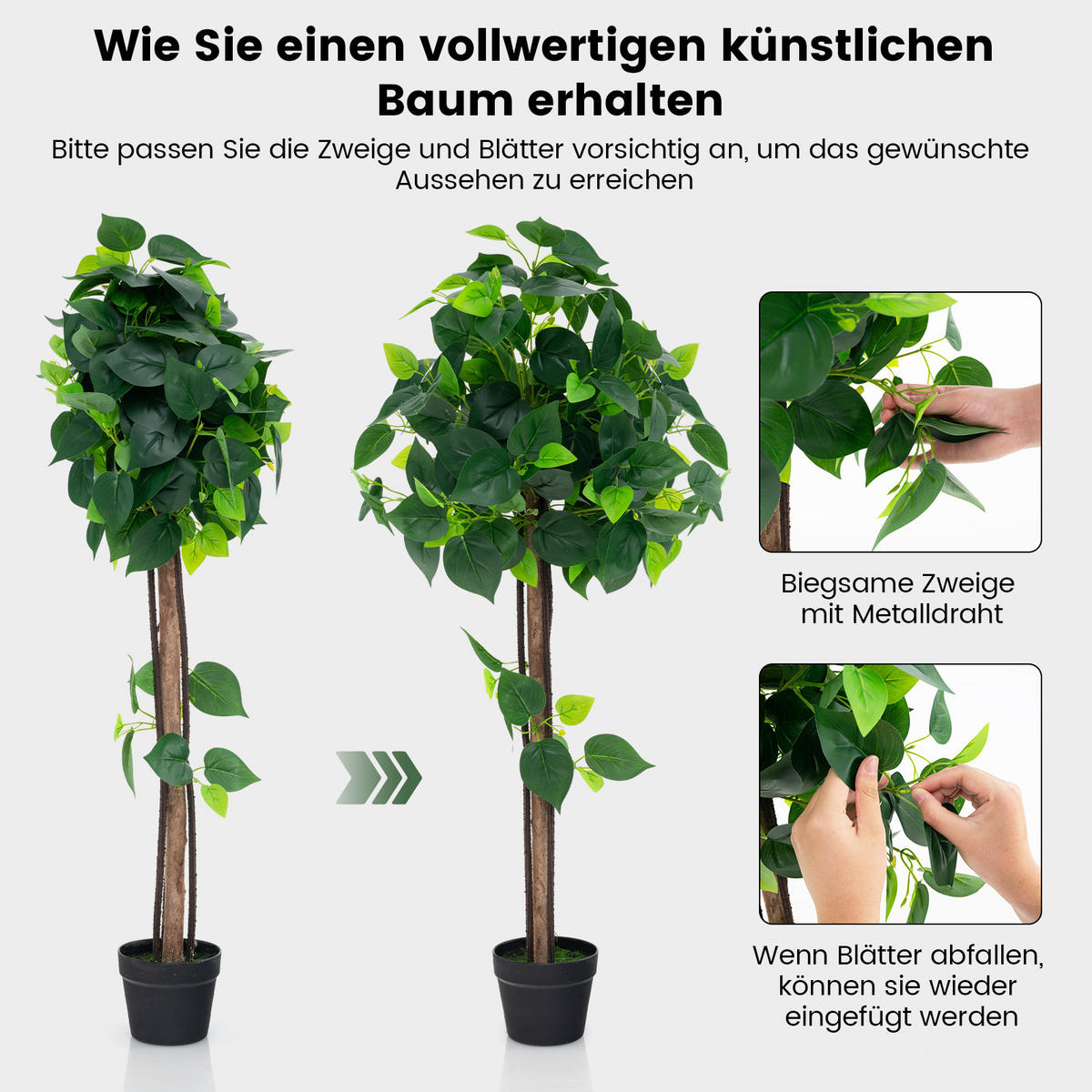 KUNSTPFLANZE Grün - Grün, Kunststoff (114cm) - COSTWAY