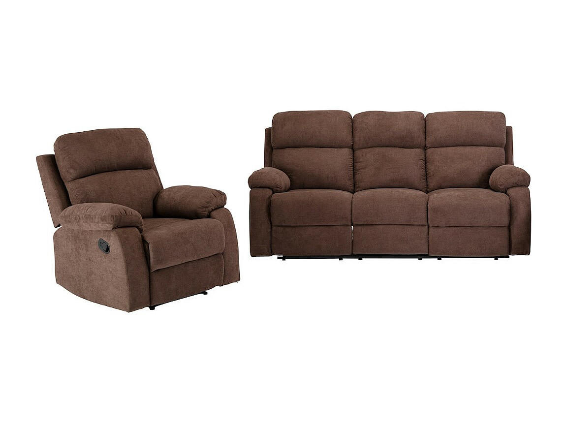 COUCHGARNITUR mit Sessel - 4 Personen - Stoff - Braun - TOLZANO - Braun, Textil (201/100/96cm) - Vente-Unique