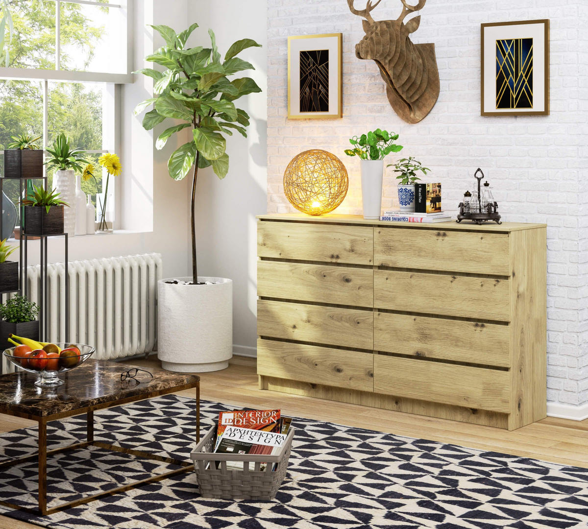 KOMMODE Eiche Artisan 99/160/40 - Eiche Artisan, Holzwerkstoff (160/99/40cm) - RAUMHIRSCH FURNITURE