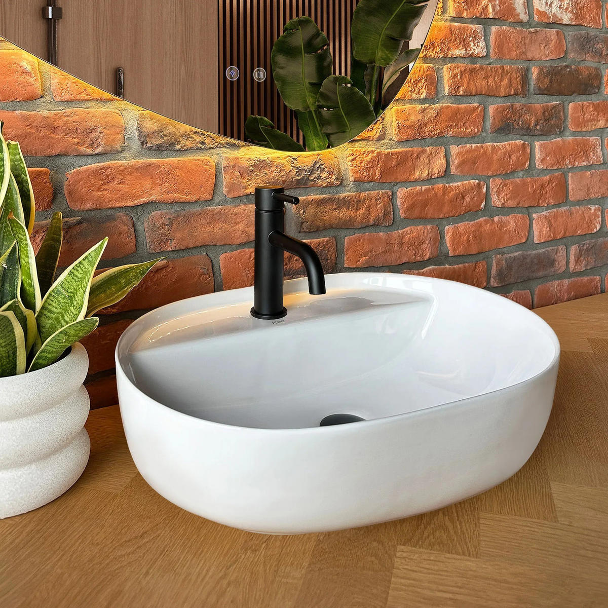 AUFSATZWASCHBECKEN Rea Aura 51 - Weiß, Keramik (38.5/13.5/50.5cm) - REA