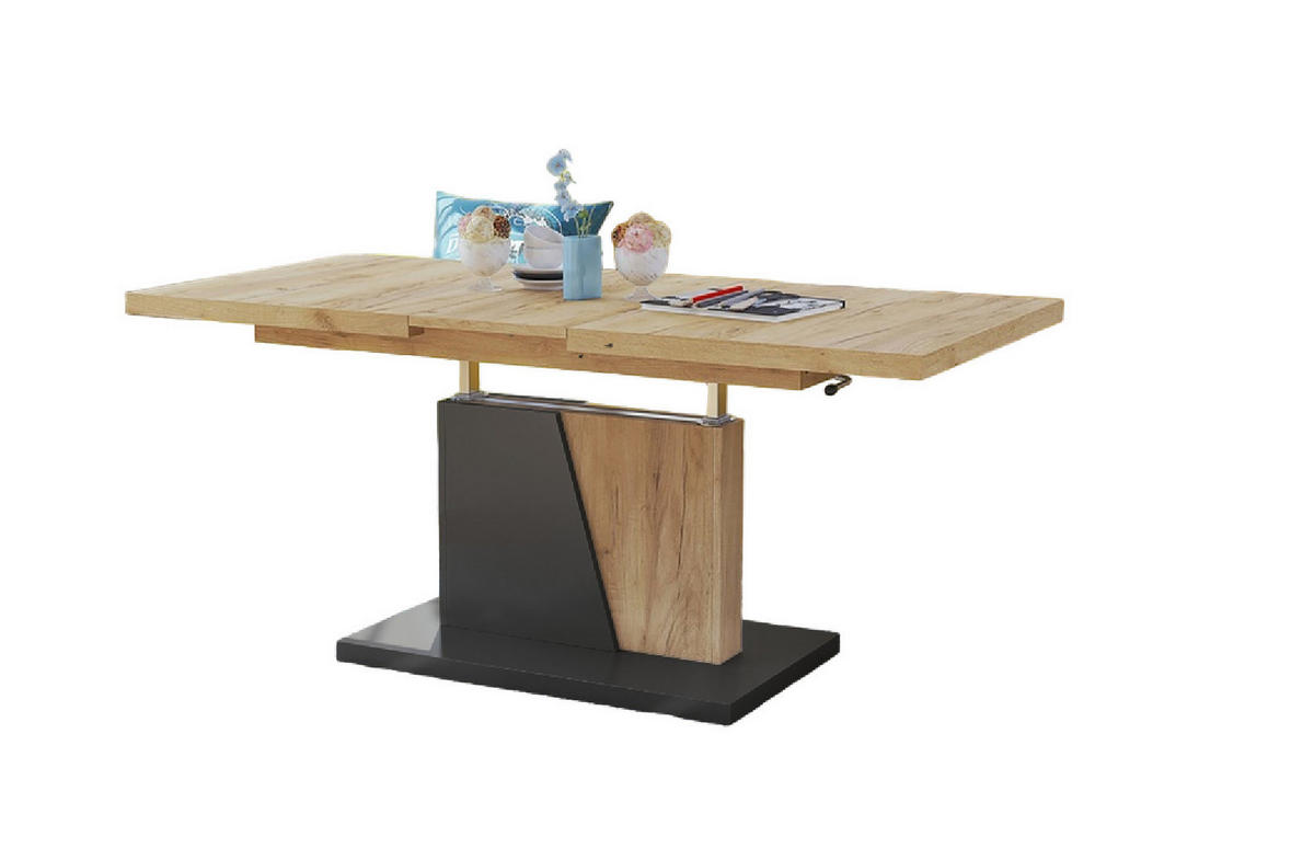 COUCHTISCH rechteckig Eiche Gold - Anthrazit ausziehbar höhenverstellbar - Eichefarben/Anthrazit, Holzwerkstoff (70/120/60cm) - designimpex