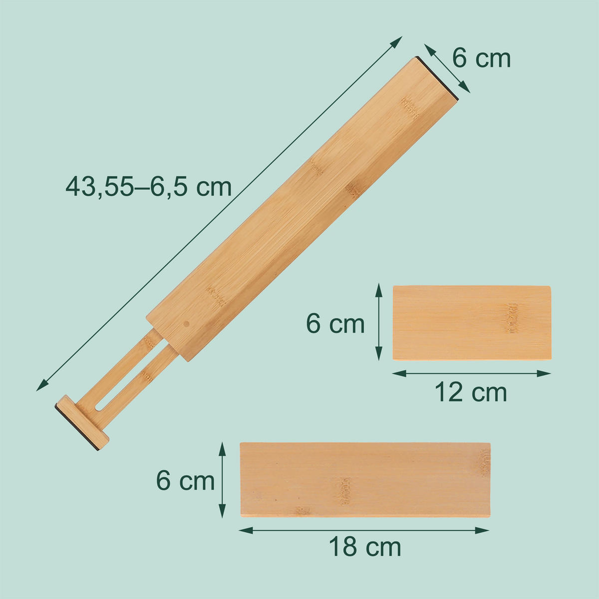 22DÍLNÁ sada do zásuvek - světle hnědá, dřevo (56.5/6/1.5cm) - Relaxdays