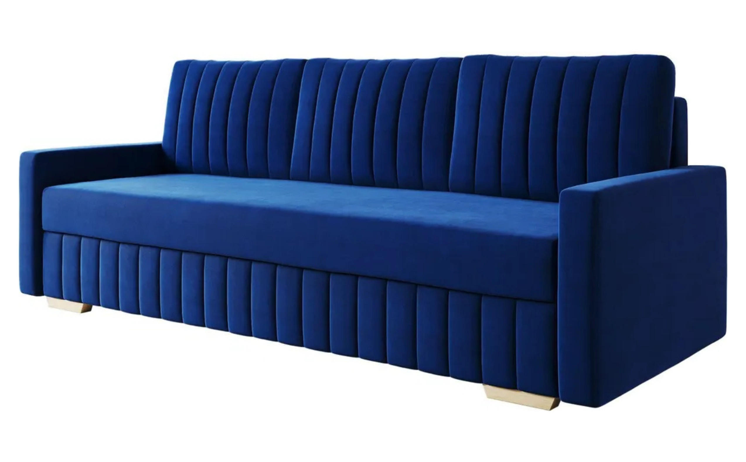 SCHLAFSOFA BELLA Sofa mit Schlaffunktion und Bettkasten, Frabe: Blau, Veloursstoff - Blau, Textil (217/92/52cm) - Sepro Meble