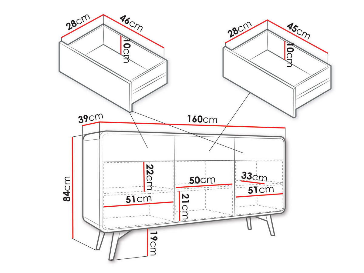 SIDEBOARD Helion KSZ160 - Nussbaumfarben, Holz/Holzwerkstoff (160/84/39cm) - MIRJAN24