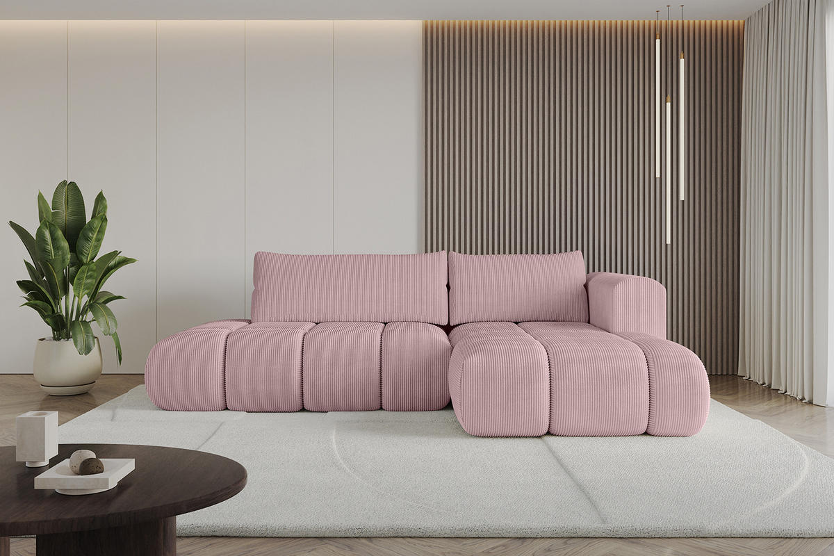ECKSOFA Ottomane Rechts CLOUD-L 289x180x40 Rosa Cord - Rosa, Holzwerkstoff/Kunststoff (289/180cm) - ALTDECOR