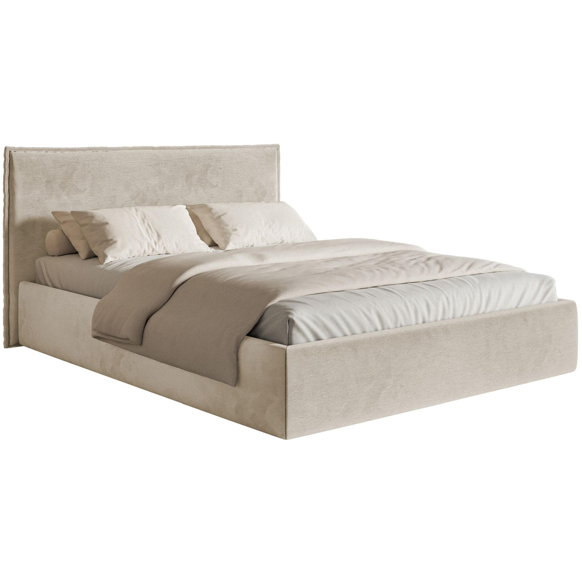 POLSTERBETT Softie Slim Beige Velours 180x200 - Beige, Textil (180/200cm) - Selsey
