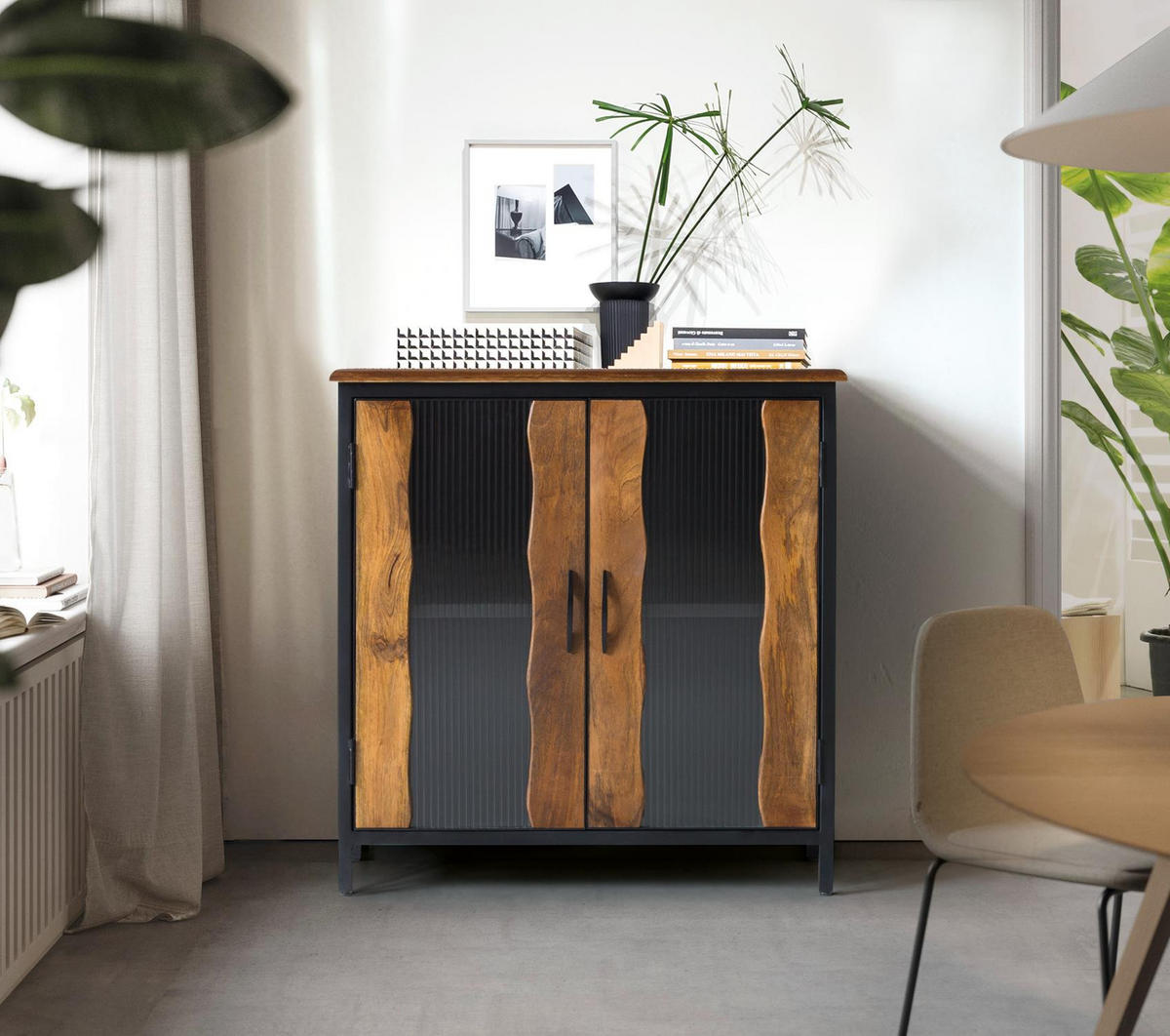 SIDEBOARD aus Mangoholz und schwarzem Metall - Schwarz, Holz (37/90/87cm) - Giner y Colomer