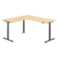 ECKSCHREIBTISCH elektrisch höhenverstellbar L-Form 200/200/74 cm in Ahornfarben/Graphitfarben - Ahornfarben/Graphitfarben, Holzwerkstoff (200/200/74cm) - bümö