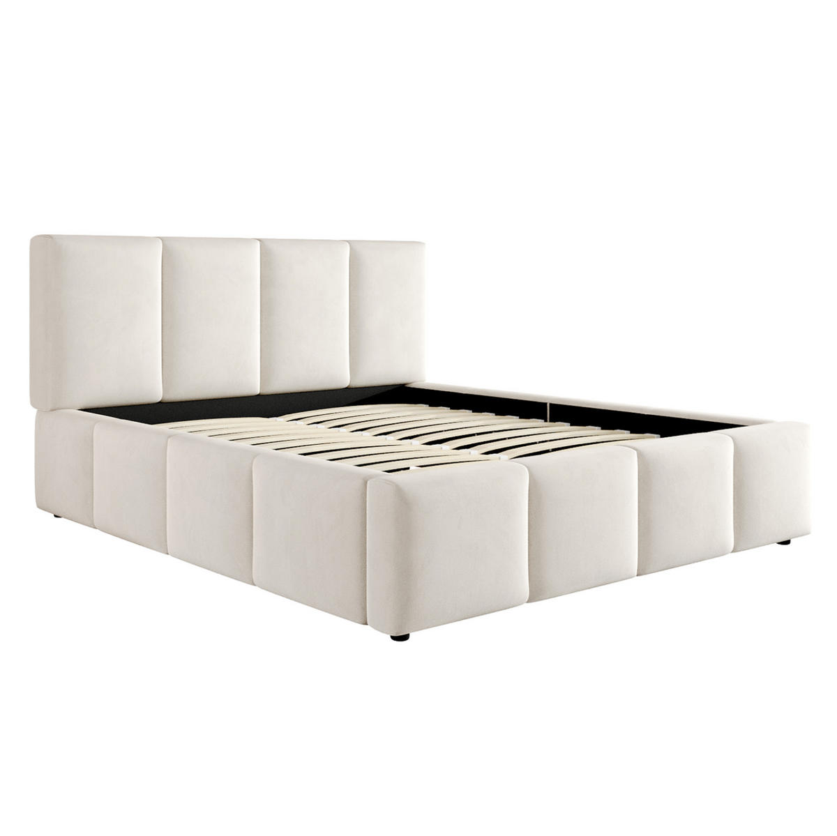 BETT mit Lattenrost 180x200 cm Chenille Beige - Beige, Holz (180/200cm) - Meubliv
