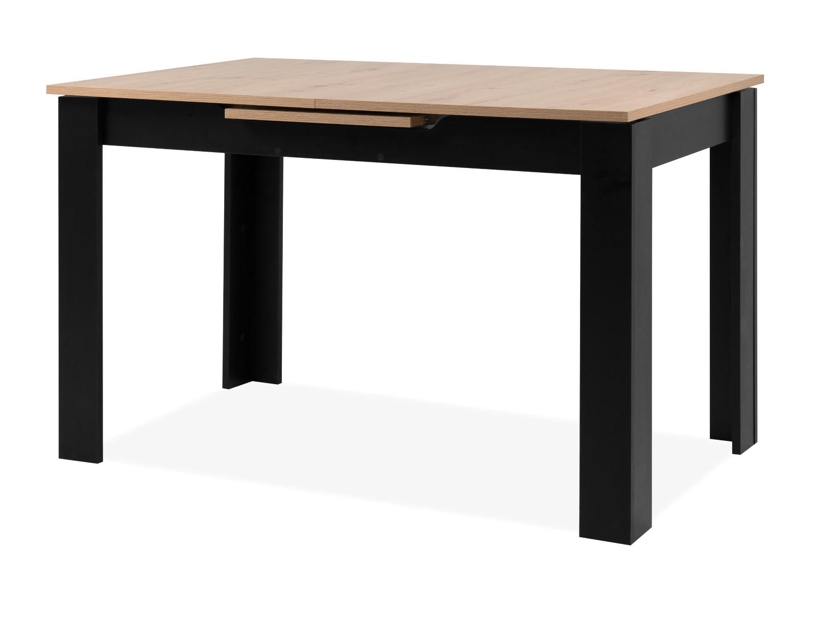 ESSTISCH Eiche Artisan, schwarz 125 - 165 cm, Küchentisch ausziehbar - Schwarz/Eiche Artisan, Holzwerkstoff (125/80/75cm) - Furn.Design