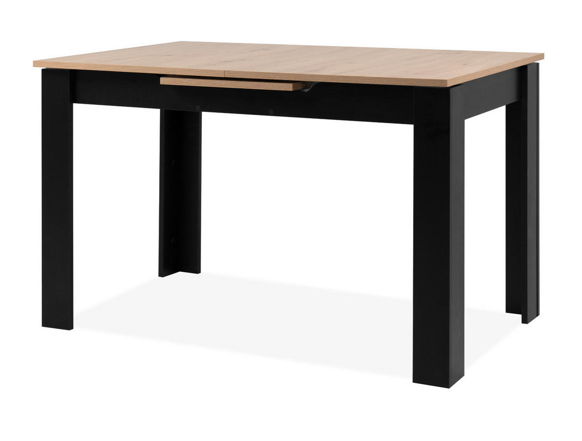 ESSTISCH Eiche Artisan, schwarz 125 - 165 cm, Küchentisch ausziehbar - Schwarz/Eiche Artisan, Holzwerkstoff (125/80/75cm) - Furn.Design