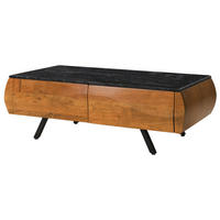 COUCHTISCH Akazie 124x60x40 natur lackiert / Marmor schwarz MONTREAL #129 - Schwarz/Braun, Holzwerkstoff (124/60/40cm) - Massivmoebel24