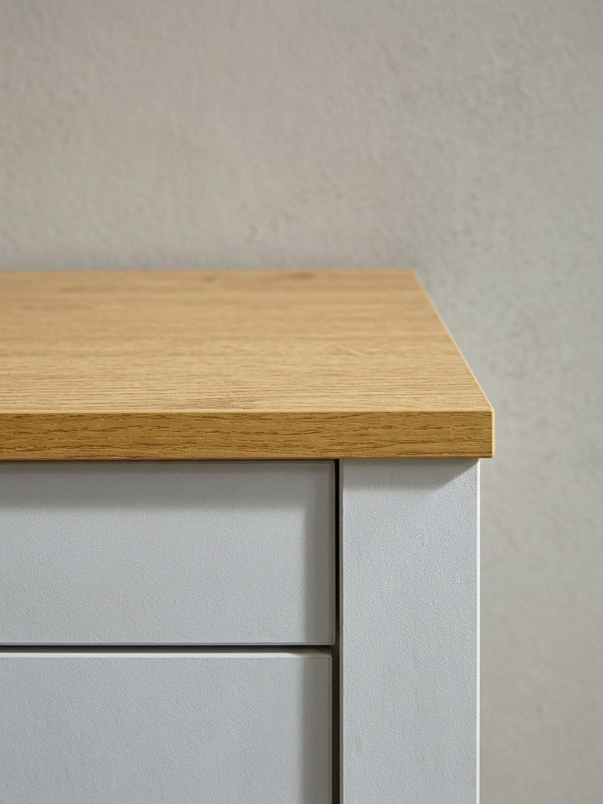 KOMMODE – Eiche-Finish, 3 Schubladen, 2 Türfächer - Weiß, Holz/Metall (79/81/35cm) - KADIMA DESIGN