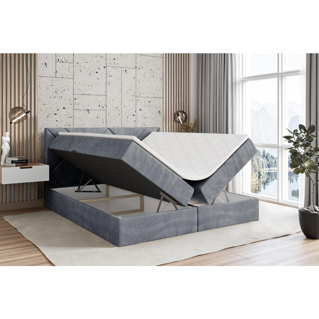 Thumbnail - Altdecor Boxbett, Grau, Holzwerkstoff, Höhe ca. 20 cm, 200x200 cm, Schlafzimmer, Betten, Boxspringbetten