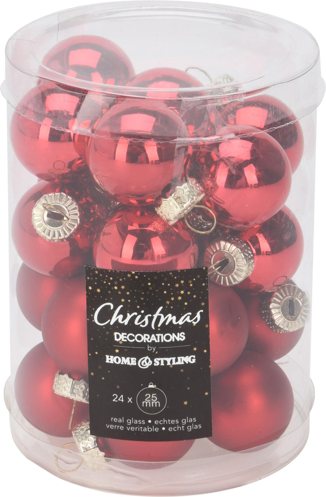 CHRISTBAUMKUGEL Basic Rot 24er Set 2.5X2.5X2.5 cm Glas - Rot, Glas (2.5/2.5/2.5cm) - Mondex