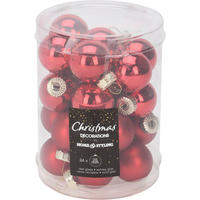 CHRISTBAUMKUGEL Basic Rot 24er Set 2.5X2.5X2.5 cm Glas - Rot, Glas (2.5/2.5/2.5cm) - Mondex