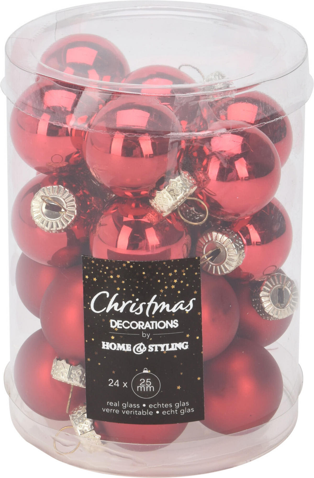 CHRISTBAUMKUGEL Basic Rot 24er Set 2.5X2.5X2.5 cm Glas - Rot, Glas (2.5/2.5/2.5cm) - Mondex