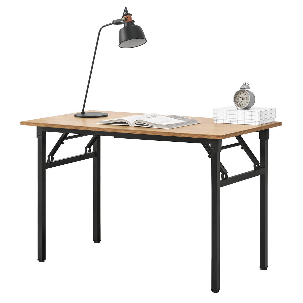 KLAPPTISCH - Buchefarben/Schwarz, Holzwerkstoff/Metall (120/76.4/60cm) - [neu.haus]