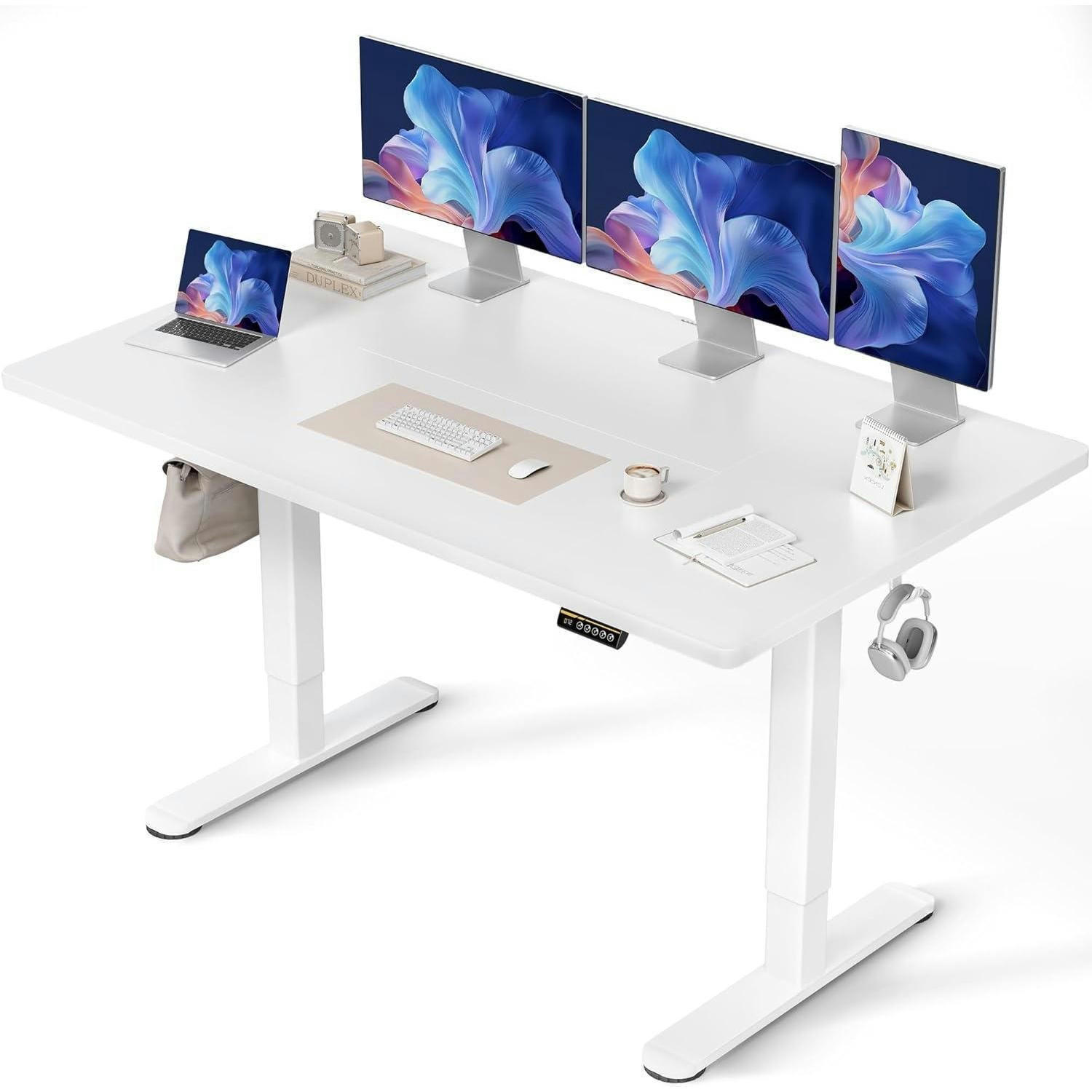 SCHREIBTISCH elektrisch höhenverstellbar 160 x 80 cm Weiß mit Memory-Funktion - Weiß, Kunststoff (70/140/75cm)