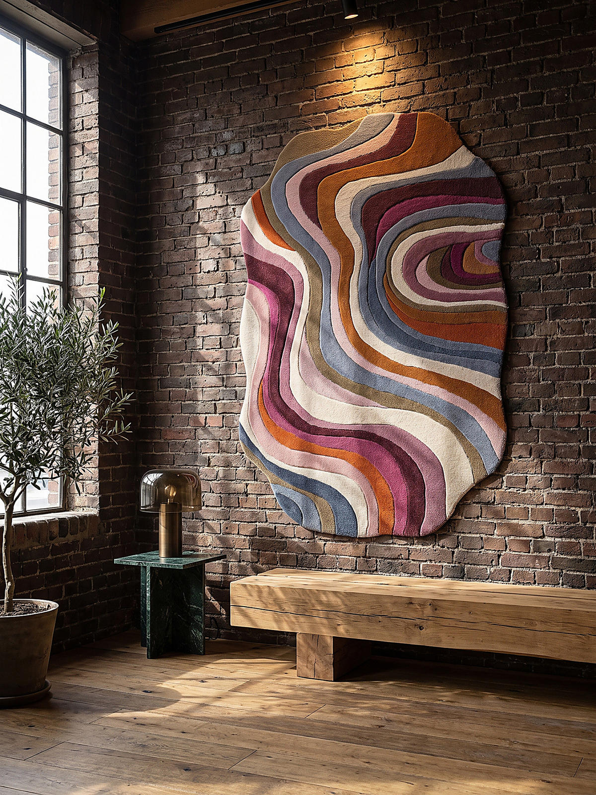 TEPPICH aus Wolle, handgetuftet, EFFRA, in Multi, Wellen-Swirl, 140 x 200 cm - Multicolor, Textil (140/200cm) - KADIMA DESIGN