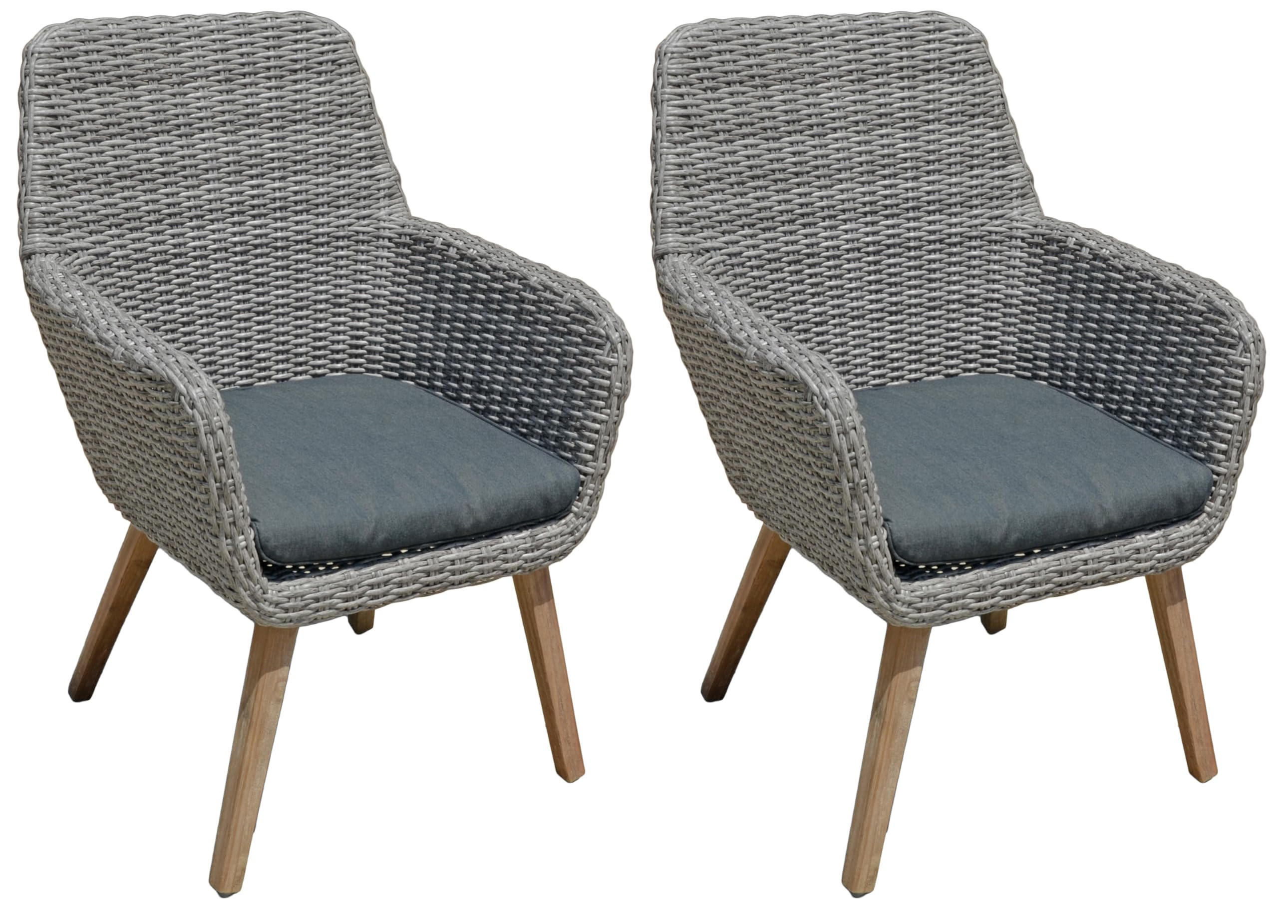 GARTENSTUHL 2er Set Riga Relaxsessel - Hellbraun, Holz (70/96/68cm) - DELUKE