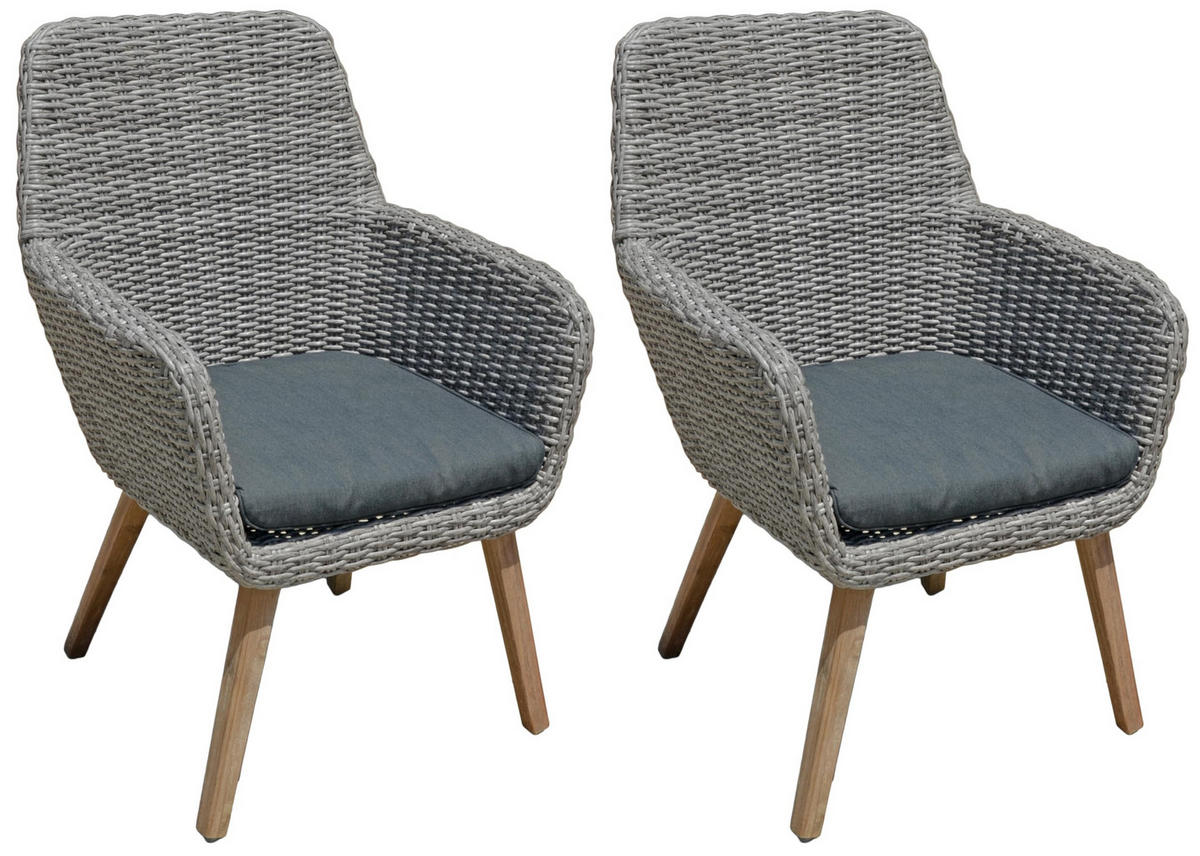 GARTENSTUHL 2er Set Riga Relaxsessel - Hellbraun, Holz (70/96/68cm) - DELUKE